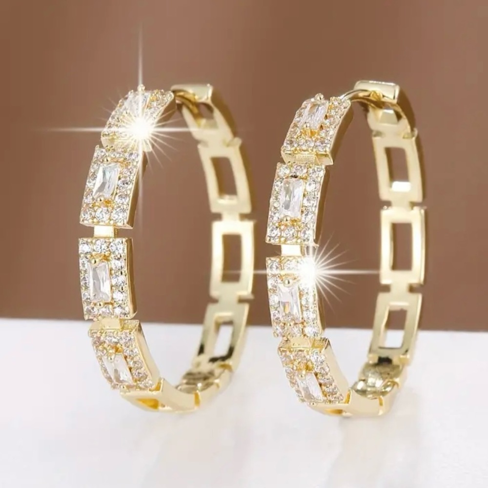 Gold Crystal Hoop Earrings